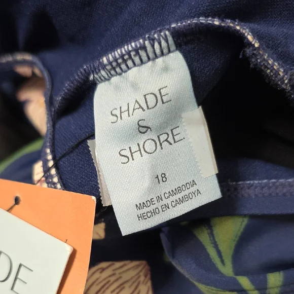 Shade & Shore‎ Dark Blue Floral Swimwear Size 18 - Picture 2 of 8
